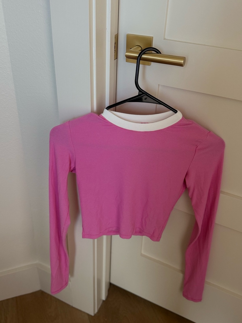 SKIMS Pink Long-Sleeve Ribbed Top